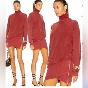 RETROFETE desreen burgundy sweater dress mock neck turtle neck mini dress